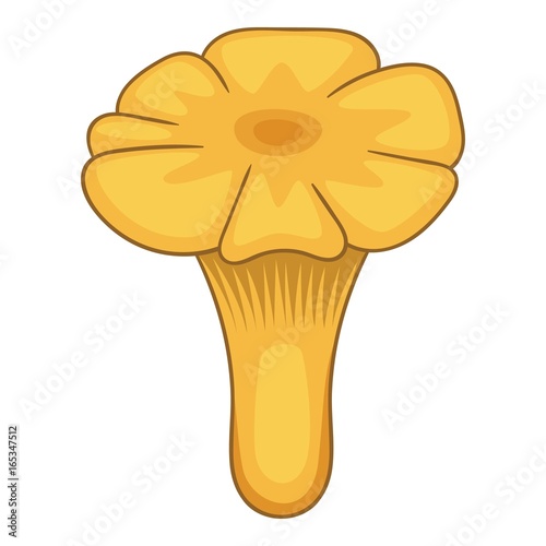 Chanterelle mushroom icon, cartoon style