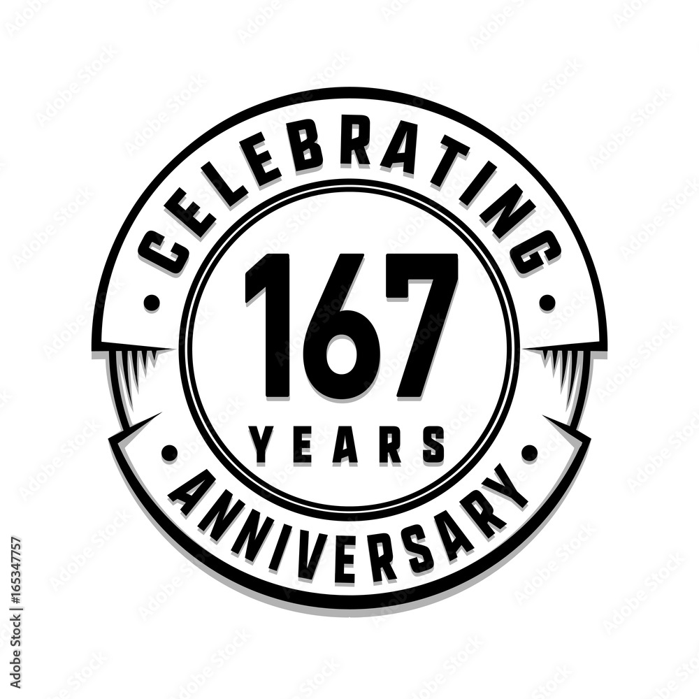 167 years anniversary logo template. Vector and illustration.
