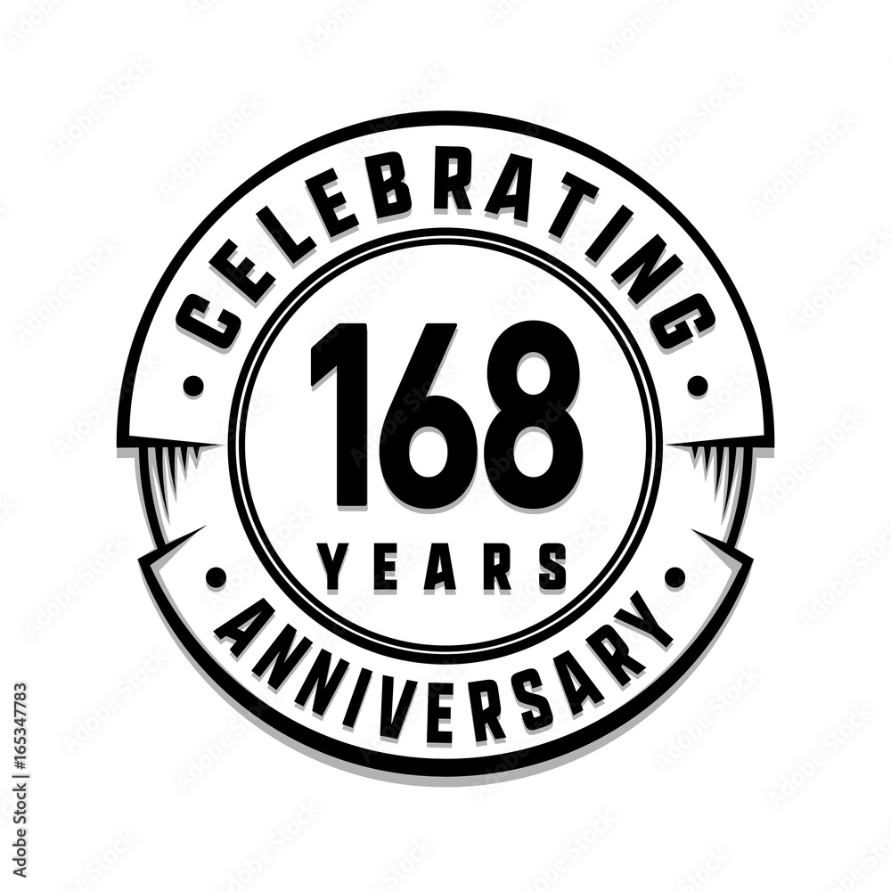 168 years anniversary logo template. Vector and illustration.
