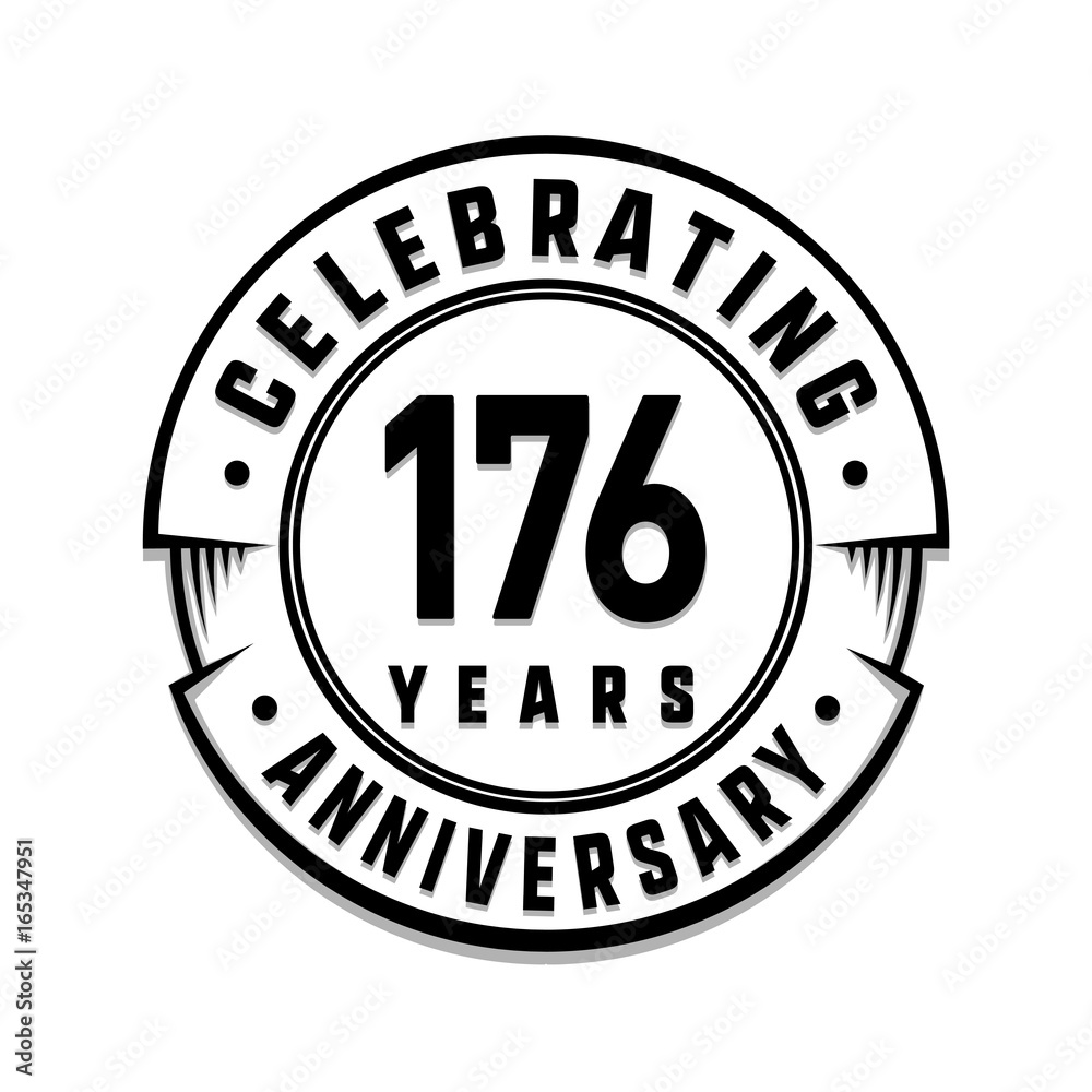 176 years anniversary logo template. Vector and illustration.
