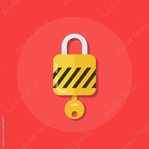 Identity or logon icon. Padlock with a key in a flat style. The process of opening the lock. Premium quality vector illustration in flat style isolated on white background.