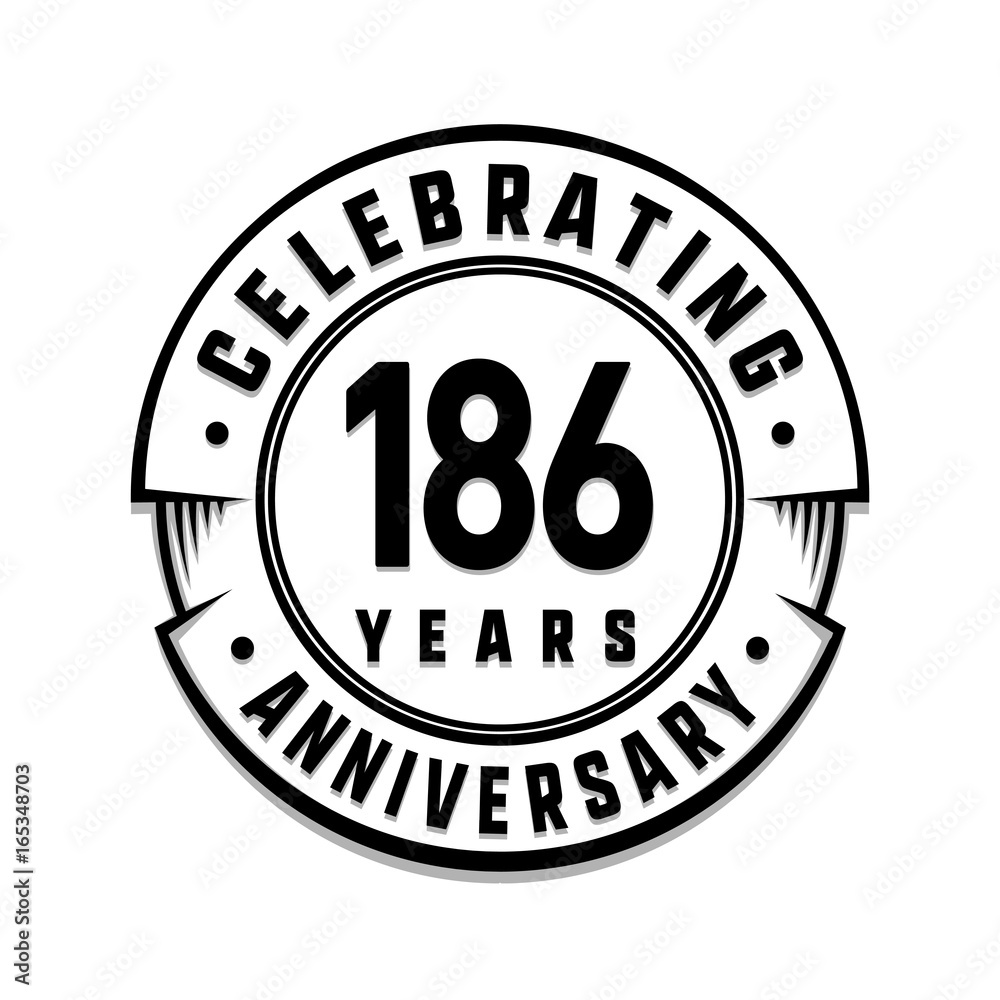 186 years anniversary logo template. Vector and illustration.
