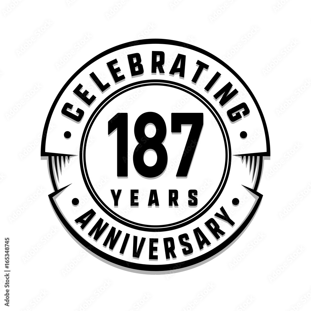 187 years anniversary logo template. Vector and illustration.
