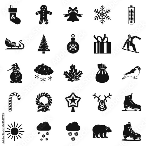 Christmas holidays icons set, simple style © ylivdesign