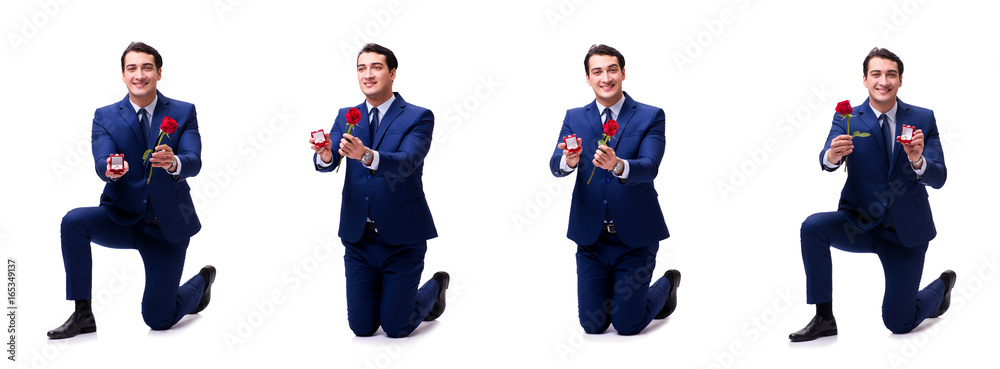 Romantic concept with man making marriage proposal