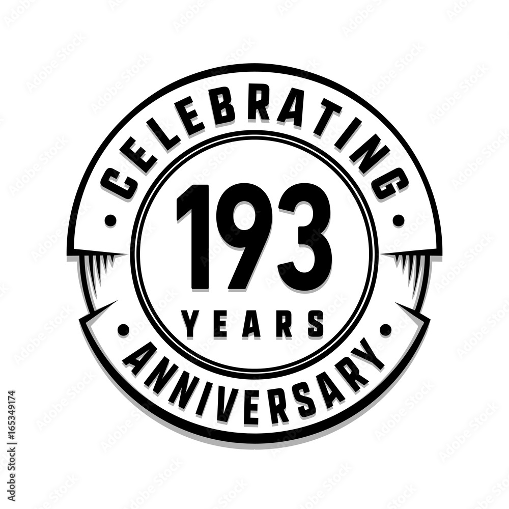 193 years anniversary logo template. Vector and illustration.
