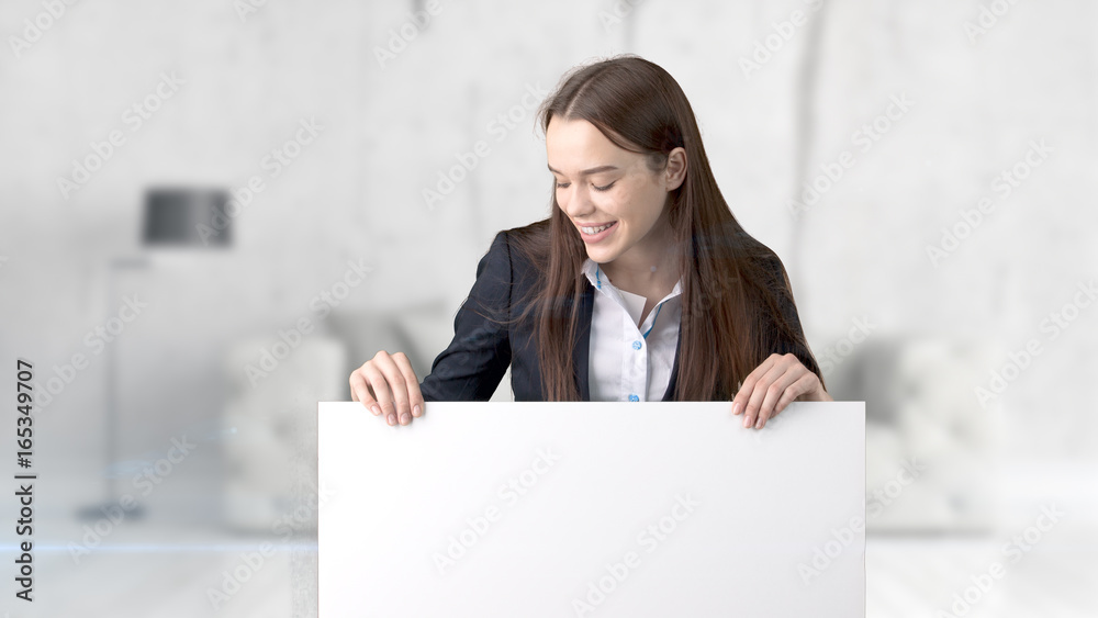 Young Business woman over interior background Young Business woman over interior background