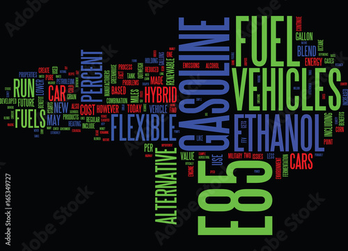 ETHANOL AND E FUELS OF THE FUTURE Text Background Word Cloud Concept
