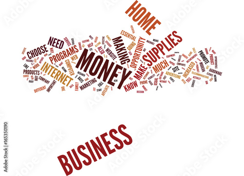 ESSENTIAL HOME BUSINESS SUPPLIES Text Background Word Cloud Concept