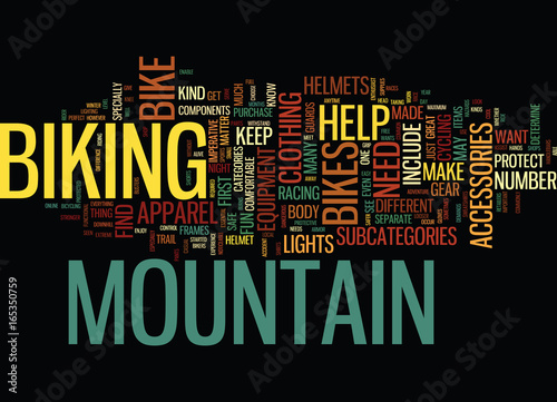 EQUIPMENT FOR MOUNTAIN BIKES Text Background Word Cloud Concept