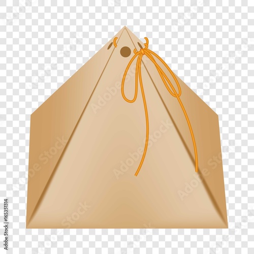 Cardboard triangular packaging box icon flat style