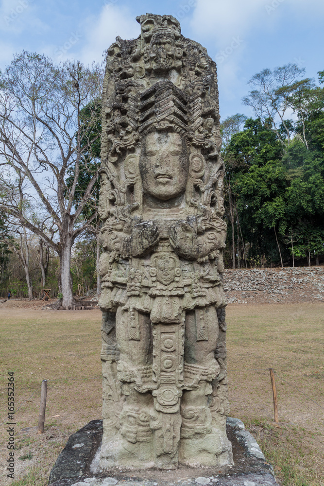 Stela at the archaeological site Copan, Honduras Stela at the archaeological site Copan, Honduras