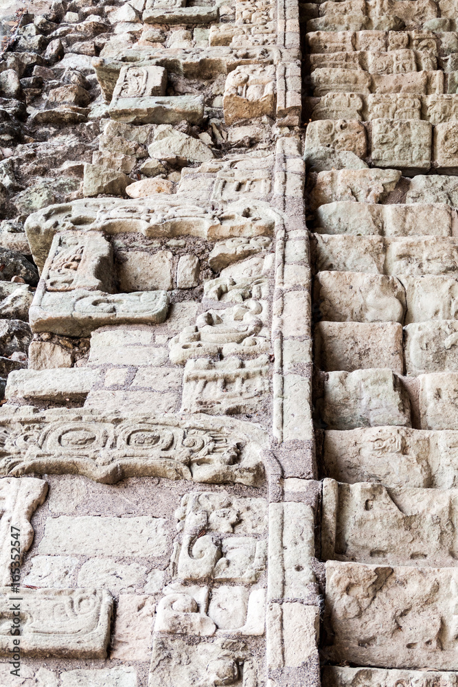 Detail of Hieroglyphic Stairway at the archaeological site Copan, Honduras Detail of Hieroglyphic Stairway at the archaeological site Copan, Honduras