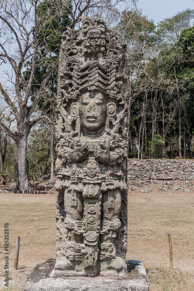 Stela at the archaeological site Copan, Honduras Stela at the archaeological site Copan, Honduras
