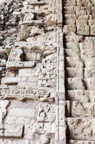 Detail of Hieroglyphic Stairway at the archaeological site Copan, Honduras