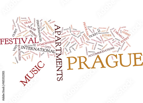 ENJOY MUSIC IN PRAGUE Text Background Word Cloud Concept