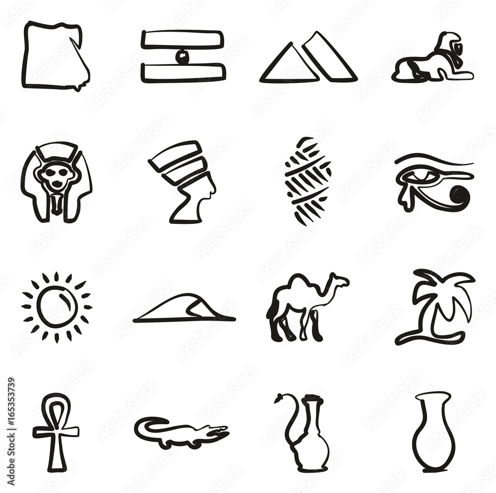 Fototapeta premium Egypt Icons Freehand 