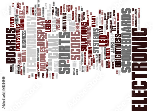 ELECTRONIC SCORE BOARDS Text Background Word Cloud Concept