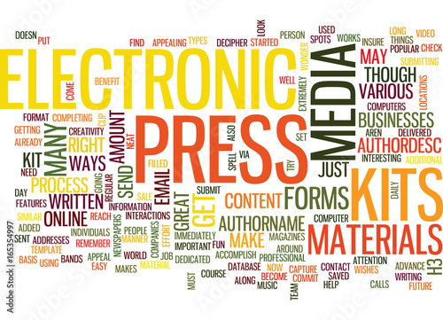 ELECTRONIC PRESS KITS Text Background Word Cloud Concept