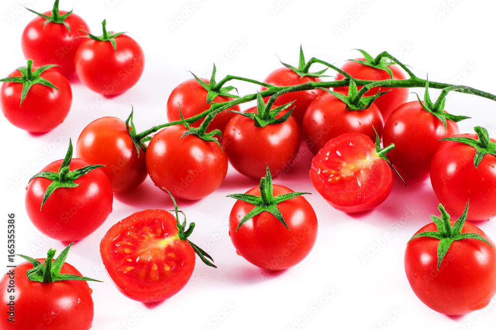 red tomatoes background on white. tomato vegetable.