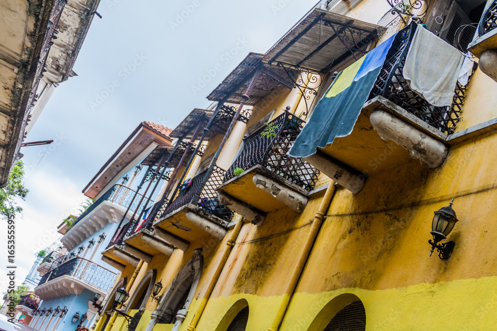 Colorful colonial houses in Casco Viejo (Historic Center) of Panama City