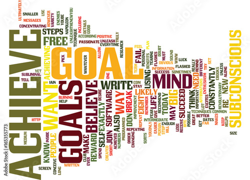 EIGHT STEPS TO ACHIEVE ANY GOAL Text Background Word Cloud Concept