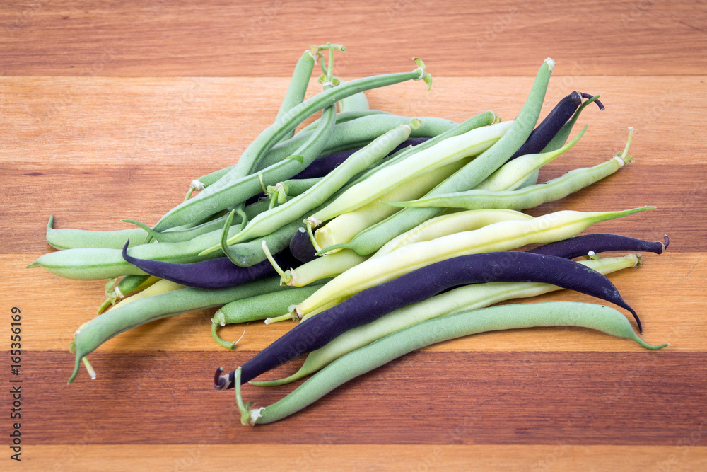 bunch of harvested bean three varieties on table bunch of harvested bean three varieties on table
