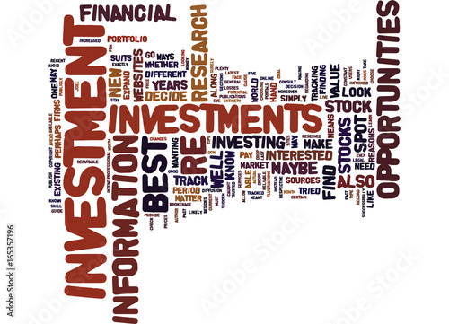 BEST INVESTMENT OPPORTUNITIES HOW TO SPOT ONE Text Background Word Cloud Concept
