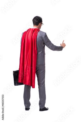 Superhero businessman isolated on white background