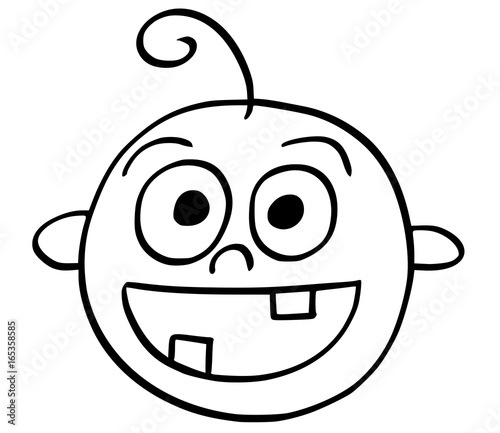 Cartoon Illustration of Happy Smiling Baby Face