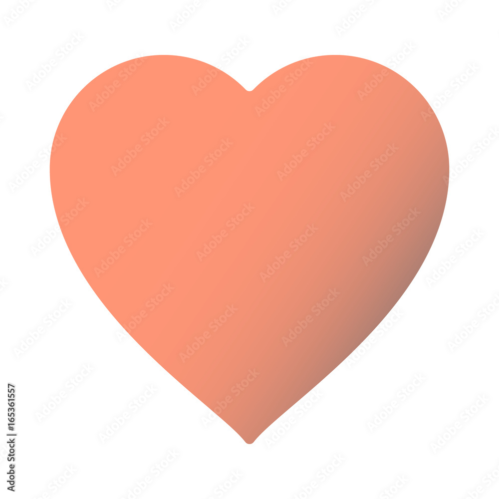Large 3d heart of peach color. Vector illustration.