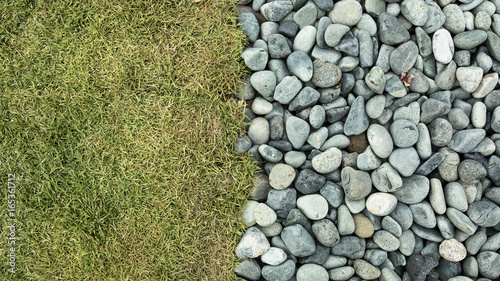 Pebble stones and grass