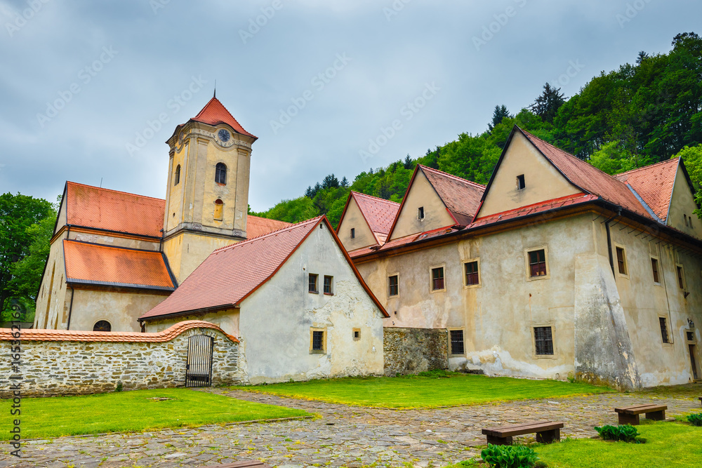 Famous Red Monastery called Cerveny Klastor in Pieniny mountains, Slovakia