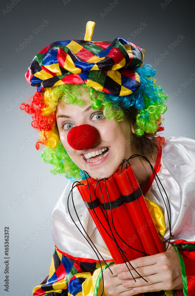 Funny clown in comical concept Funny clown in comical concept