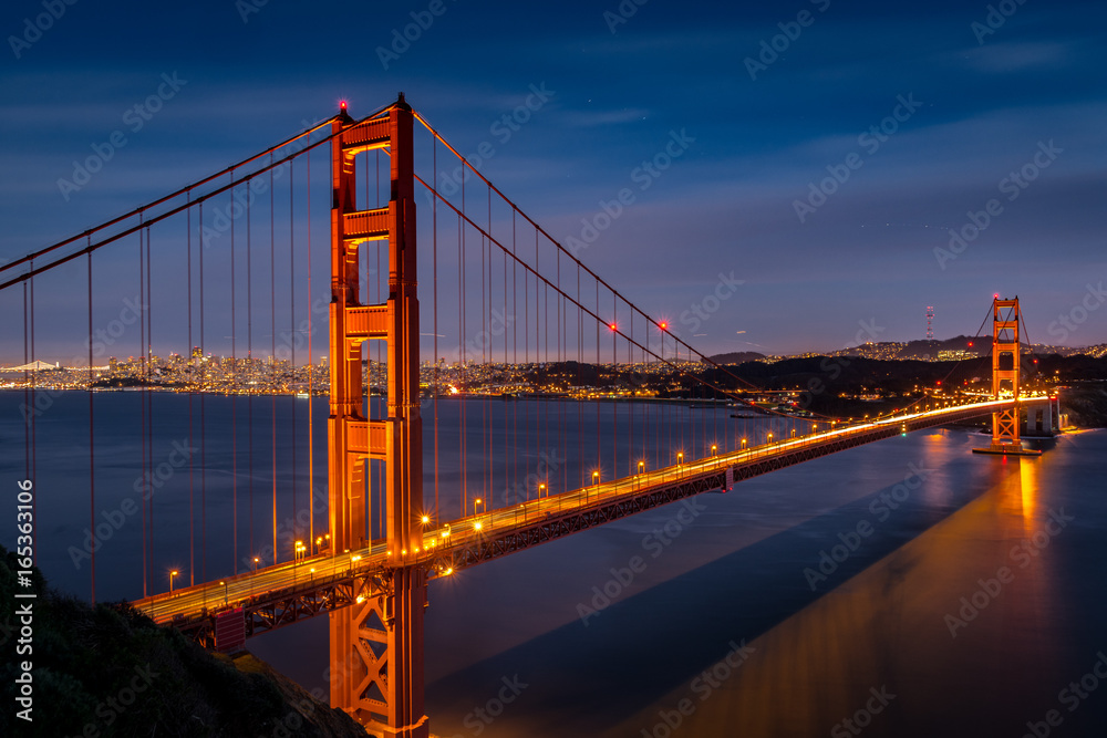 Dusk at the Golden Gate Bridge from Battery Spencer Dusk at the Golden Gate Bridge from Battery Spencer