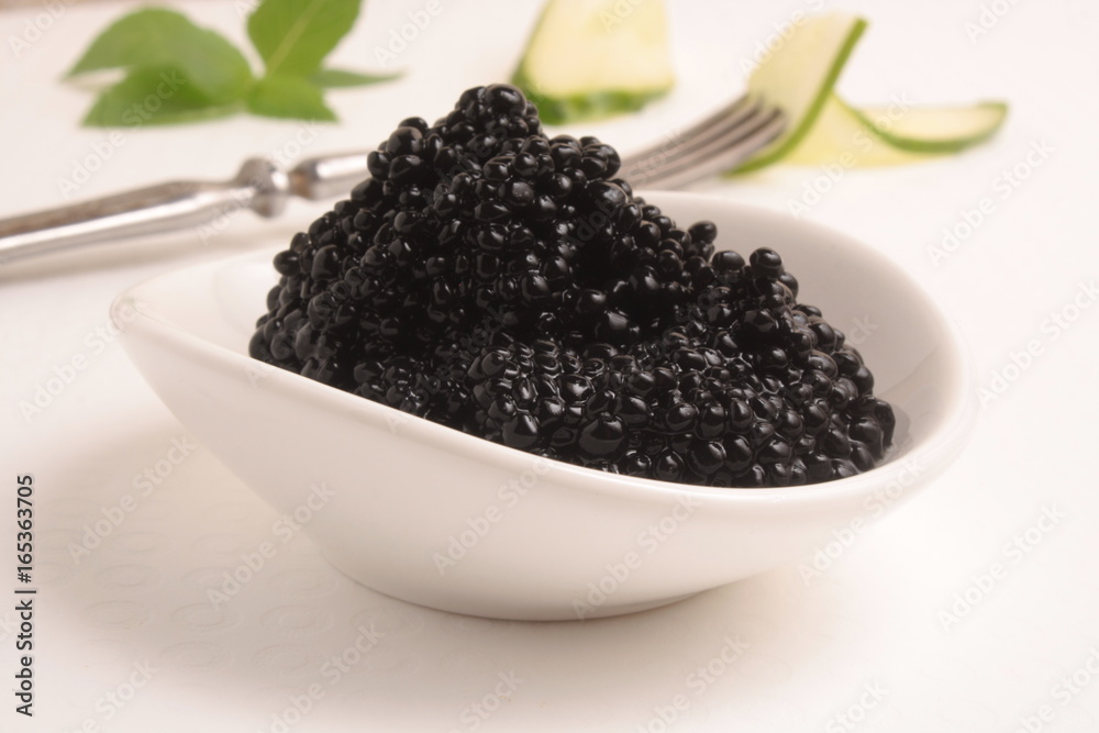 Black caviar on white background Black caviar on white background