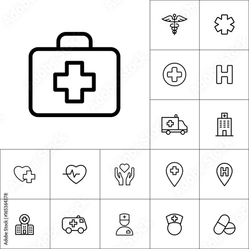 thin line first aid icon on white background