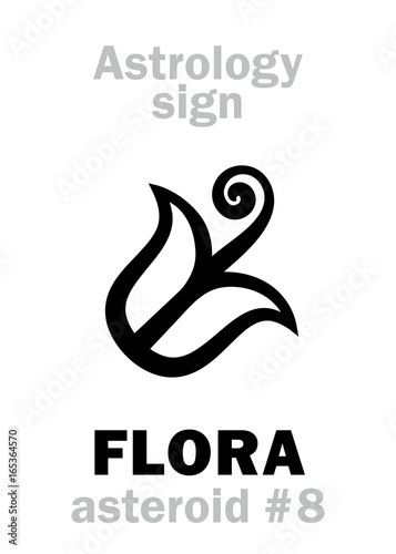 Astrology Alphabet: FLORA, asteroid #8. Hieroglyphics character sign (single symbol).