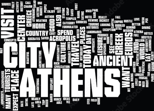 ATHENS HOTEL GUIDE Text Background Word Cloud Concept photo