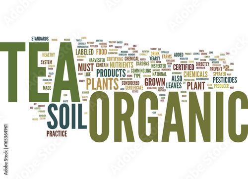 ATHE BEAUTY OF THE PERFECT CUP OF ORGANIC TEA Text Background Word Cloud Concept
