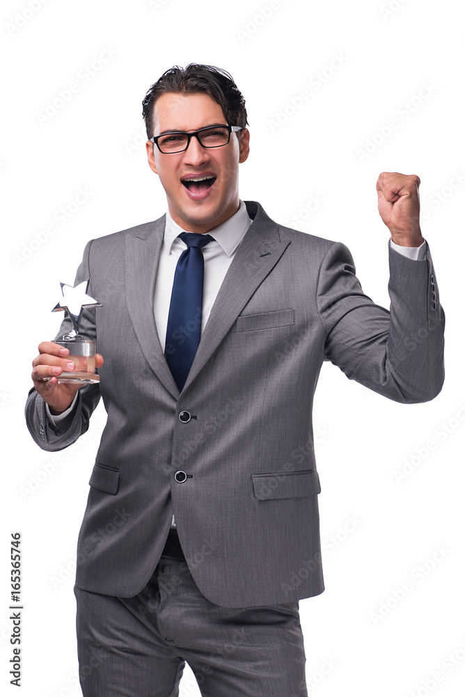 Businessman holding star award in business concept Businessman holding star award in business concept