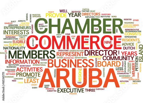 ARUBA CHAMBER OF COMMERCE Text Background Word Cloud Concept
