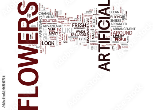 ARTIFICIAL FLOWERS Text Background Word Cloud Concept