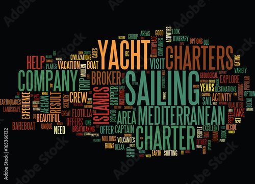 AREAS TO VISIT ON MEDITERRANEAN YACHT CHARTERS Text Background Word Cloud Concept