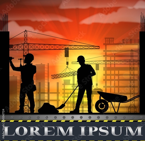 Under construction worker silhouette at sunset