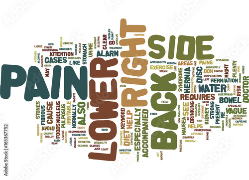 Z BACK PAIN LOWER RIGHT SIDE Text Background Word Cloud Concept