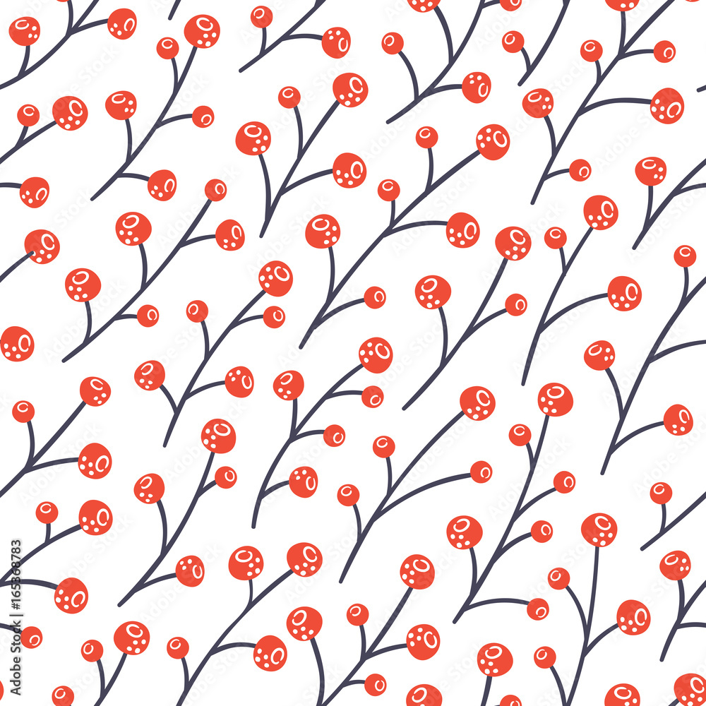 Red berries seamless vector pattern