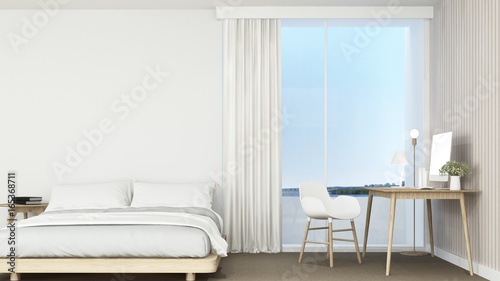 3D Rendering corner interior bedroom space and view nature