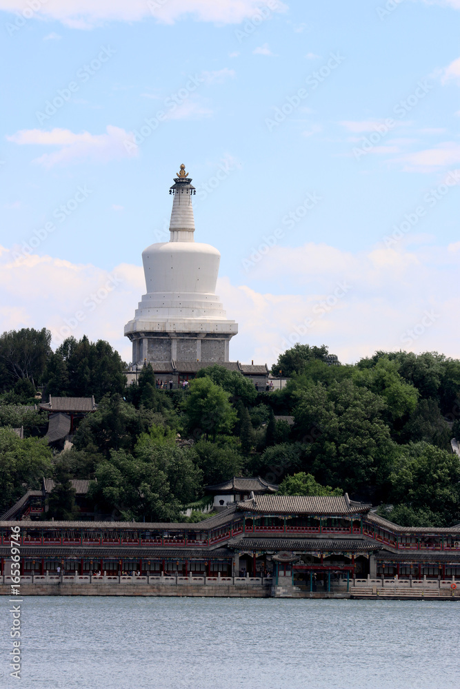 The white tower in Beihai Park in Beijing
