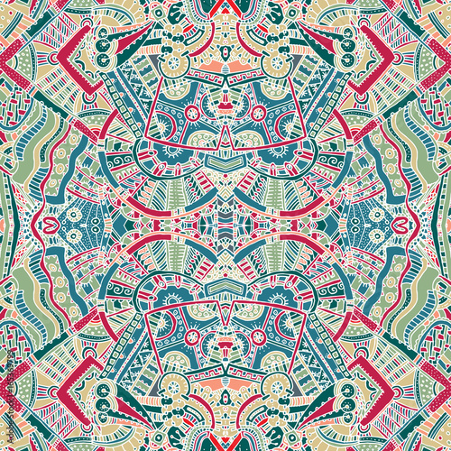 Tribal vintage hand drawn seamless pattern in boho style